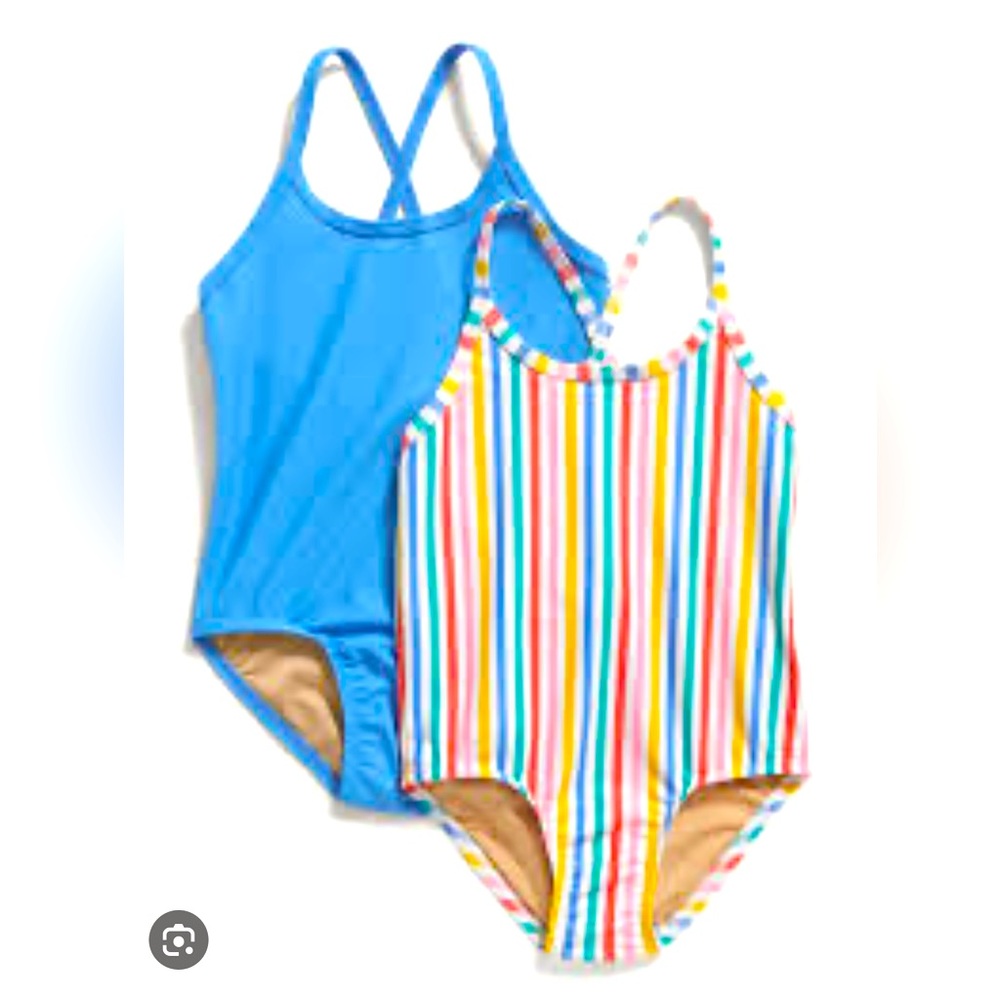 [Old Navy] Light Blue and Multi Stripe Swimsuits
